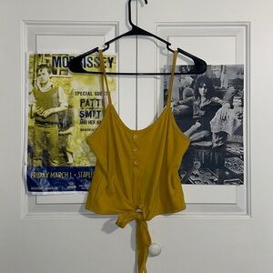 Super cute Mustard yellow tie front tank top with Spaghetti straps !
